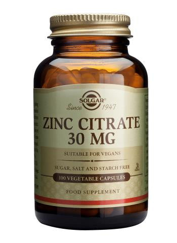 Zinc Citrate 30 mg Vegetable Capsules