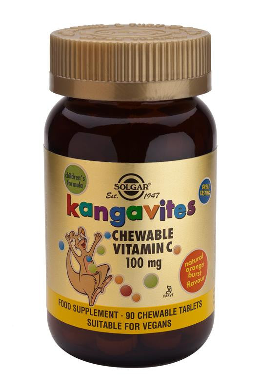 Kangavites Chewable Vitamin C 100 mg Tablets Natural Orange Burst Flavour